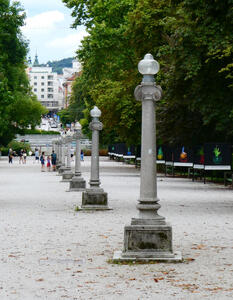 row of lampposts