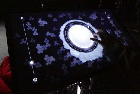 Control panel that lets viewers adjust parameters of display