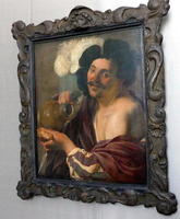 Man with beer stein and bread