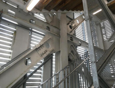 Interior steel trusses and beams