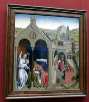 “The Dream of Pope Sergius”, showing him asleep in a room with an angel at the left.