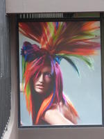 Woman with multicolored
hair style