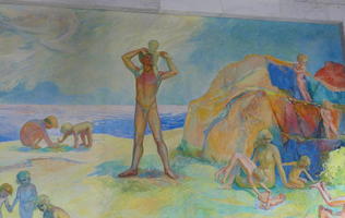 painting of people at beach painting of people at beach