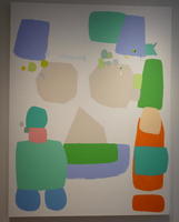 Canvas with pastel-colored irregular blobs
