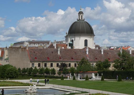 White church with black dome