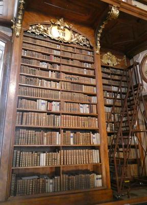 Floor-to-ceiling cabinet with 12 shelves of books