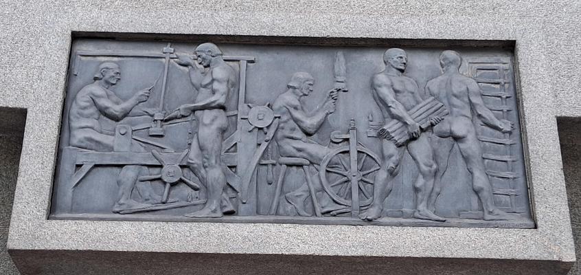 Workers working with metal in various forms