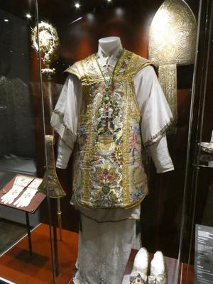 Intricately brocaded priest’s robe