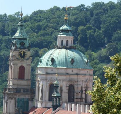 Church dome and clock tower